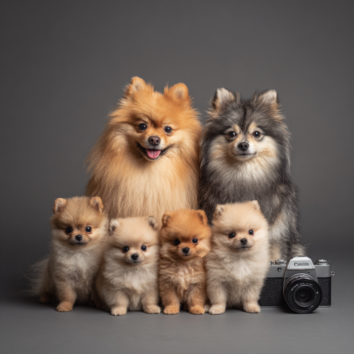 家族写真をイメージした犬の家族写真